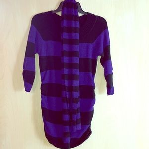 Purple and black shirt with matching scarf